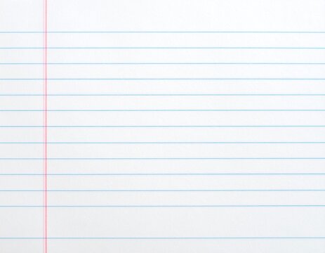 Blank lined notebook paper with blue and red margins for writing.