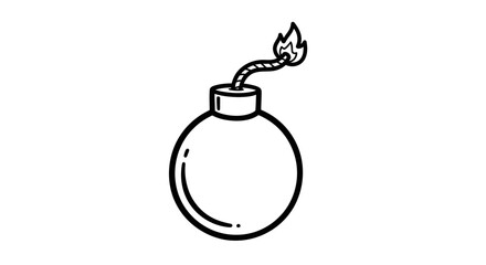 A simple line drawing of a round bomb with a lit fuse, isolated on a white background.
