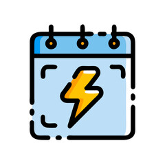 A Cartoon Calendar Icon With Lightning Bolt Symbol