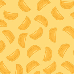 Empanadas seamless pattern. seamless pattern with Empanada. Empanada Seamless Background. Traditional Food Design for Menu and Packaging.