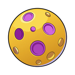 Cartoon Moon with Craters on a White Background