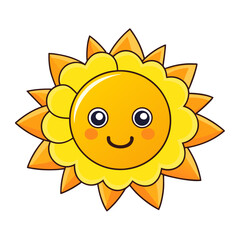 Smiling Cartoon Sun in Bright Yellow and Orange Color
