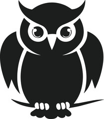 Black owl silhouette perched on a branch vector illustration 1