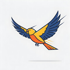 Fototapeta premium Colorful Flying Bird Vector Illustration – Modern Mascot Style