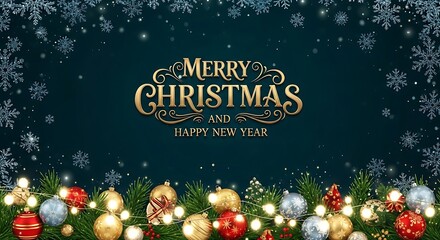 Elegant christmas and new year greeting with festive decorations.