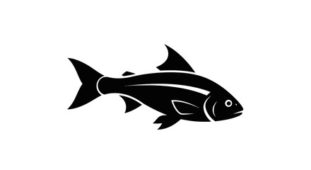 Obraz premium Black and white illustration of a fish, showcasing its fins, scales, and overall body shape.