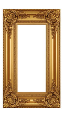 Elegant gold picture frame, featuring intricate carvings and a classic design for showcasing cherished memories and artwork