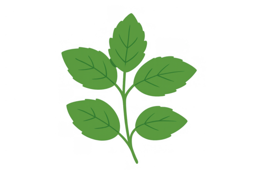 Green plant sprig with fresh leaves, representing nature, growth, and organic concepts on a transparent background - Powered by Adobe