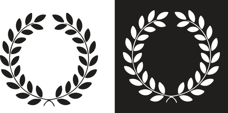 Laurel wreath victory icon set. Laurel Wreath Vector Frame for Award, Certificate, Trophy, Achievement, Victory, Honor, Success, Classic Symbol, Elegant Black Silhouette.
