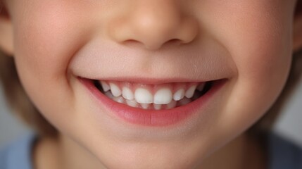 Joyful Child Smile Close-Up with Bright White Teeth and Cheerful Expression