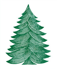 Obraz premium Vintage Christmas Elements in Linocut Stamp Style — Red and Green Decorative Holiday Graphics