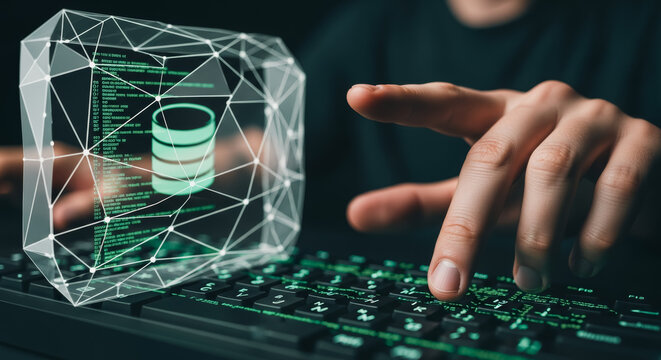 A cybersecurity professional actively engages in a data analysis task, highlighting the critical role of data protection in the digital landscape.