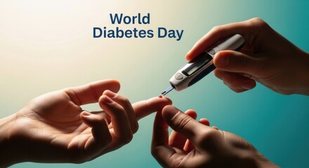 World diabetes day blood glucose testing with glucometer