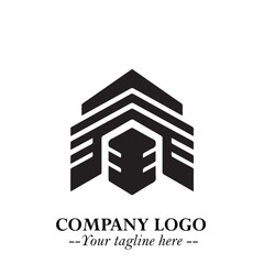 Building Logo Symbol in Black on the White Background with Modern Minimal Architecture Design