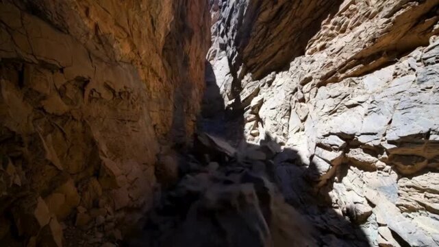 Dynamic Canyon Gorge Landscape Scenic View with Falling Rocks Cinematic Footage Rocky Cliffs Geology Adventure Natural Wonders