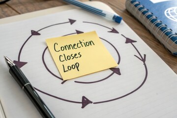 A hand drawn diagram of an arrow loop with a Connection Closes Loop note