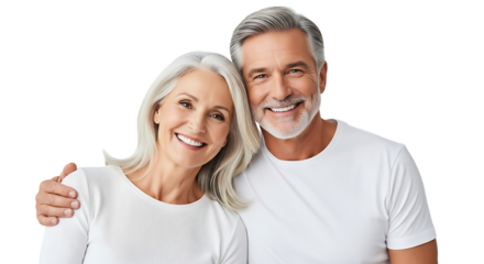 Happy Mature Couple Smiling Grey Hair Man Woman Togetherness Portraits