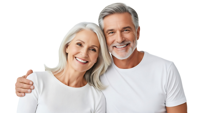 Happy Mature Couple Smiling Grey Hair Man Woman Togetherness Portraits
