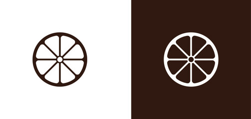 slice of lemon or orange silhouette vector