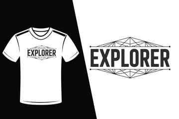 Explorer T- Shirt Design And Logo On Black And White Background Keywords: explorer, t-shirt