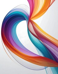 A vibrant, flowing abstract art piece featuring interwoven, translucent ribbons of various colors, creating a dynamic visual effect