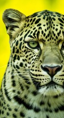 Obraz premium Stunning Leopard Portrait Captivating Wildlife Photography with Intricate Fur Details and Intense Gaze