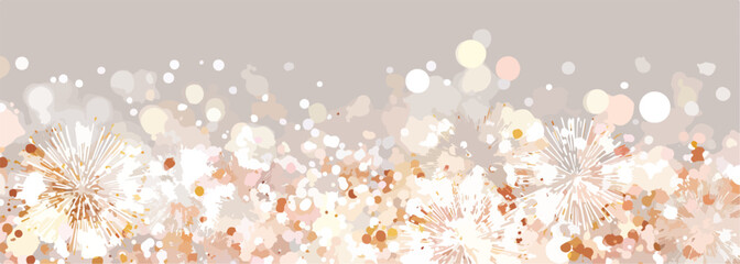 Abstrakcyjne tło z błyszczącymi, złotymi i białymi bokeh i płatkami śniegu, idealne na święta.