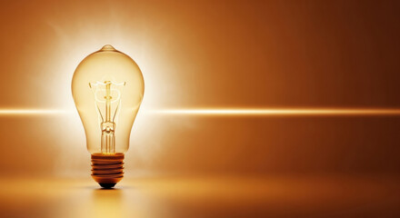 Light bulb glowing illumination energy electricity innovation idea filament warm inspiration. glowing light bulb radiates warm light symbolizing creativity innovation and inspiration minimalistic