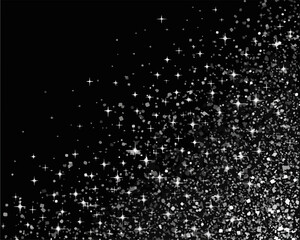 Wektor błyszczącego brokatu i gwiazdek na czarnym tle, efekt świetlny, tekstura imprezy.