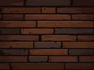 Wektorowa tekstura drewnianej ściany z desek o rustykalnym, ciemnobrązowym wyglądzie.