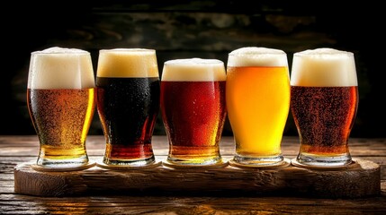 Craft Beer Tasting Event Brewery Beverage Showcase Rustic Setting Close-Up View Flavor Exploration