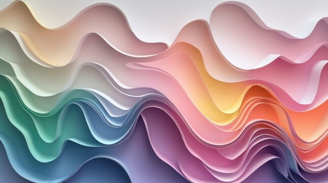Gentle pastel gradient waves abstract background featuring smooth flowing colorful curved lines texture art.
