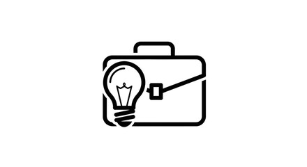 Vector icon of a lightbulb overlapping a business briefcase on a white background