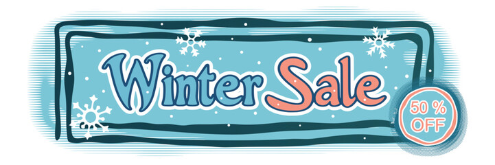 Winter banner, winter sale, snowfall and snowflakes, vector design