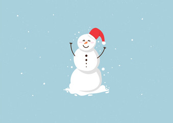 snowman with santa hat background vector design