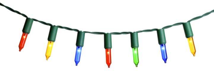 Colorful Christmas lights isolated on transparent background