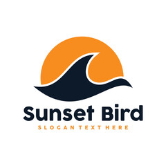 Abstract Bird and Sun Logo design vector art