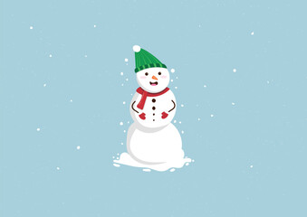 snowman with scarf and green hat background vector design