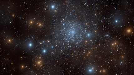 Obraz premium A dense luminous star cluster sparkles against the vast dark expanse of the cosmos