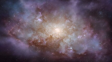 Obraz premium A majestic and vast swirling galaxy cluster featuring a luminous bright core intricate cosmic dust clouds and nebulae in deep space