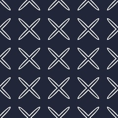 Seamless geometric pattern with white X shapes on dark background