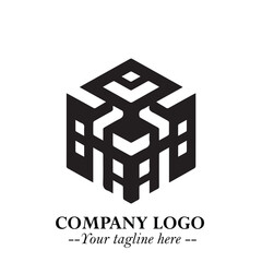 Building Logo Symbol in Black on the White Background with Modern Minimal Architecture Design