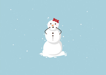 snowman with ribbon background vector design