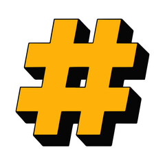 Yellow Hashtag Symbol Sticker