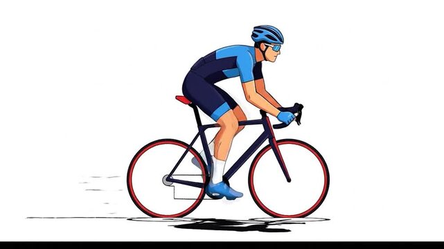 Cyclist in Action - Dynamic Cycling Illustration on White Background.
