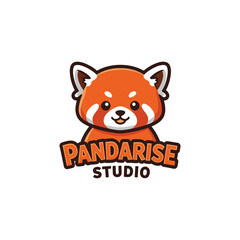 Playful red panda cartoon studio logo