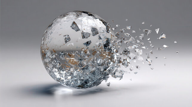 Shattering mirror ball dissolving into fragments