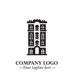 Building Logo Symbol in Black on the White Background with Modern Minimal Architecture Design