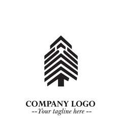 Building Logo Symbol in Black on the White Background with Modern Minimal Architecture Design