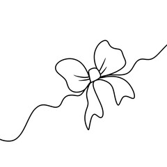 Minimalist line art of a decorative bow on a white background